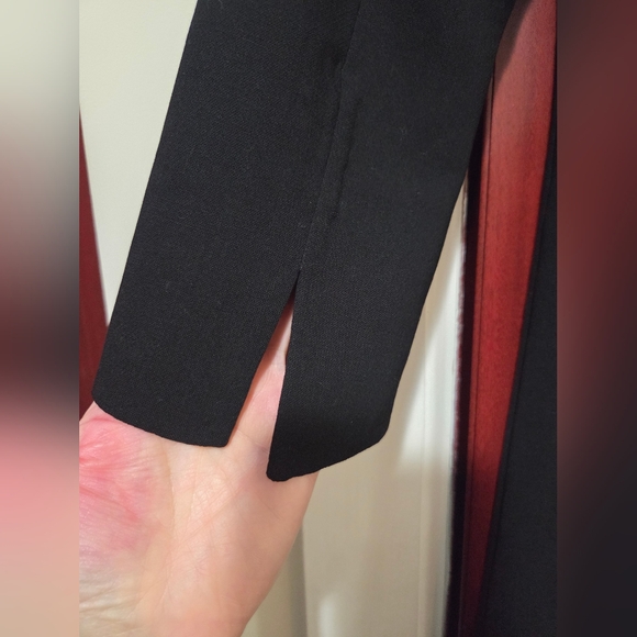 Acris Elegant Black Wool And Silk Long Sleeve Dress With A Zipper Sz 4 - Picture 5 of 6